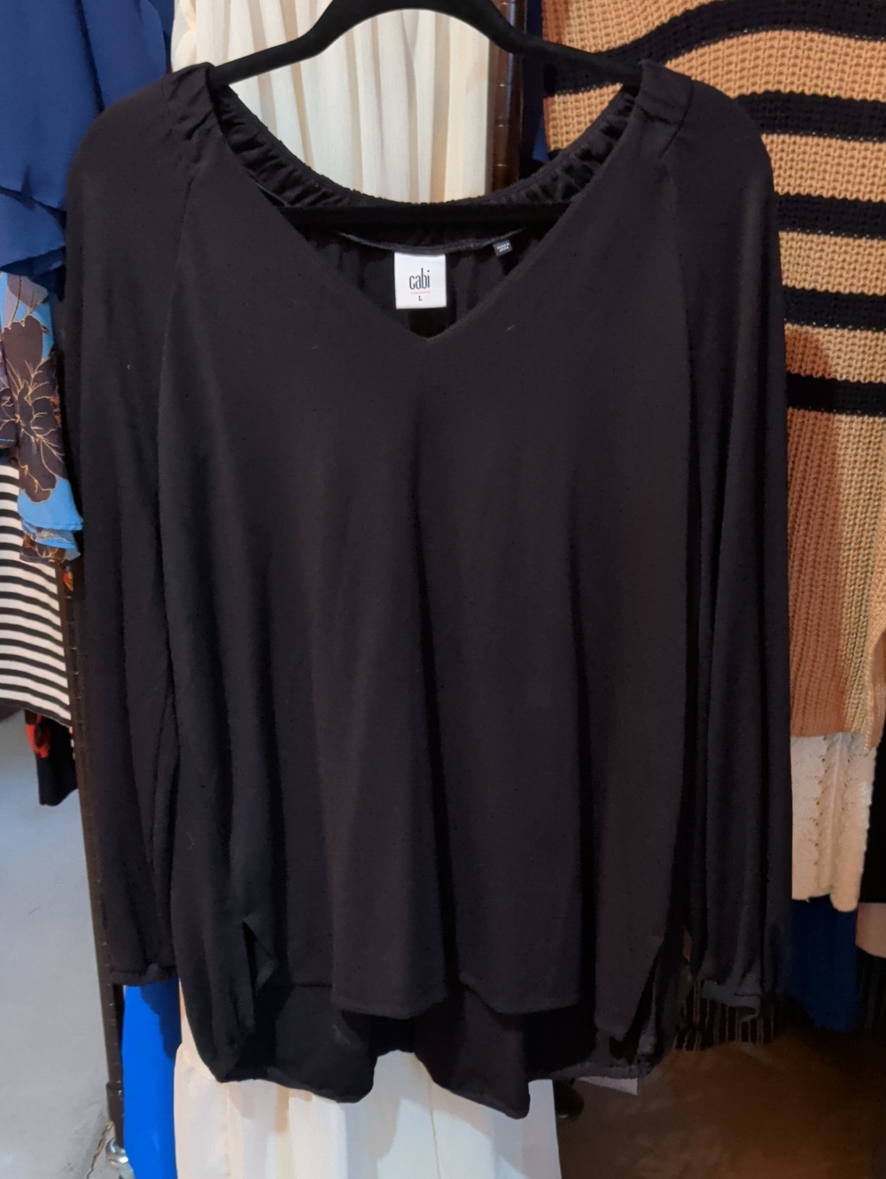 CAbi Black V-Neck Lightweight Long-Sleeve Top